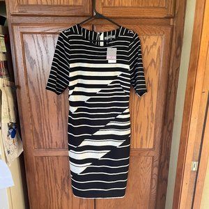 Danny & Nicole Black and White Striped Sheath Dress